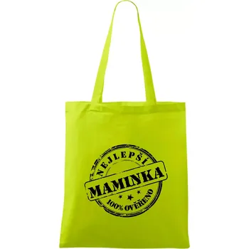 Razítko - nejlepší maminka - Taška bavlněná - 42 x 38 cm ( Limetková )