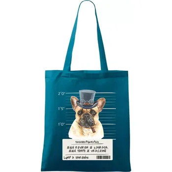 Lump a darebák francouzský buldoček - Taška bavlněná - 42 x 38 cm ( Petrolejová )