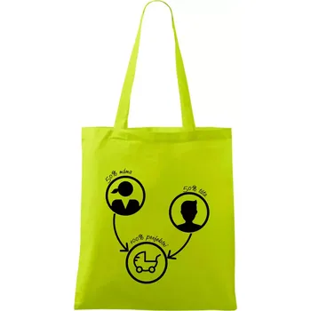 50% máma 50% táta = 100 perfektní - Taška bavlněná - 42 x 38 cm ( Limetková )