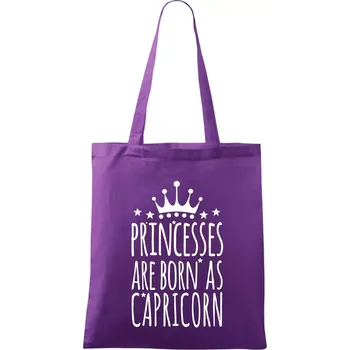 Princesses are born as Capricorn - Kozoroh - Taška bavlněná - 42 x 38 cm ( Fialová )