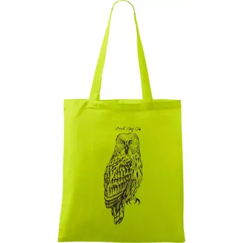 Puštík vousatý great gray owl - Taška bavlněná - 42 x 38 cm ( Limetková )