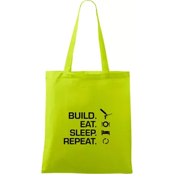 Build eat sleep repeat - montážní pěna - Taška bavlněná - 42 x 38 cm ( Limetková )