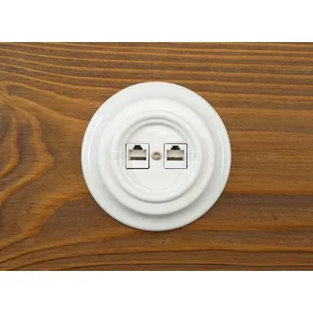 vypínač Keramická zásuvka data RJ45 bílá komplet