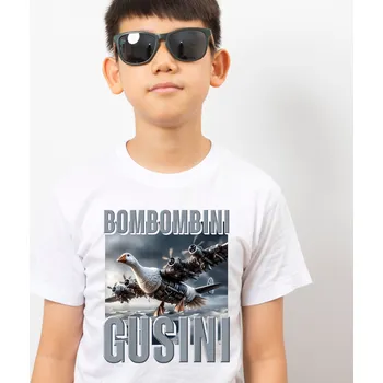 Pánské tričko Tričko Italian Brainrot - Bombombini Gusini Barva: Bílá, Velikost: 3XL, Střih: Dámské