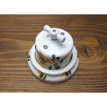 vypínač Keramický otočný vyp. 1/6 bílý vysoký+rám. +dekor.