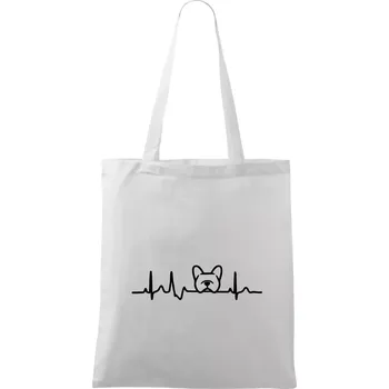 EKG Francouzský buldoček hlava - Taška bavlněná - 42 x 38 cm ( Bílá )