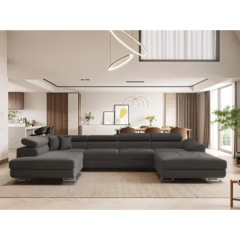 Rozkládací sedací souprava do U Falio, L tmavě šedá 10