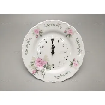 Hodiny Porcelánové hodiny talíř 27cm Růže romantik