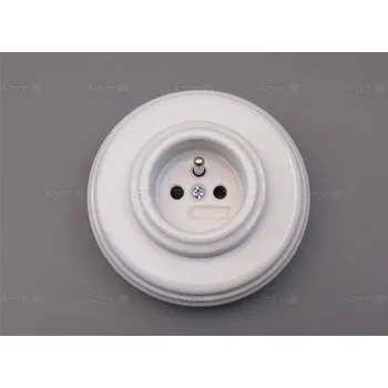 Elektrická zásuvka Porcelánová zásuvka Colonial s rámečkem bílá
