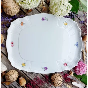 BERNADOTTE podnos 4-hranný 40 cm, barevná házenka, Thun 1794 (Porcelánový podnos 2. jakost)