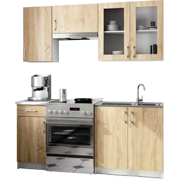 Kuchyňská linka Kuchyňská linka Olivie 1,8 m H720 prosklená bílá/dub sonoma