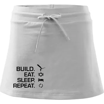 Dámská sukně Build eat sleep repeat - montážní pěna - Sportovní sukně - two in one - XL ( Bílá )