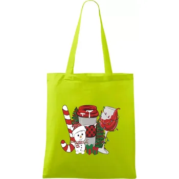 Vánoce, víno a sněhulák - Taška bavlněná - 42 x 38 cm ( Limetková )