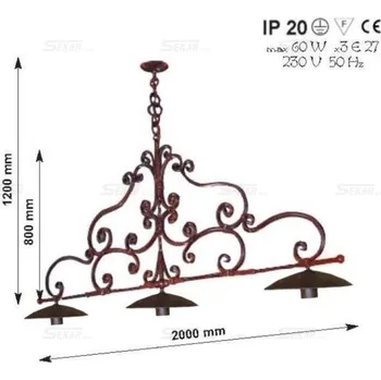 Dekorativní svítidlo 5185 kovaný lustr pro 3 žárovky