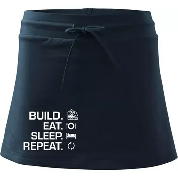 Dámská sukně Build eat sleep repeat - cihly - Sportovní sukně - two in one - XS ( Námořní modrá (velmi tmavá - téměř černá) )