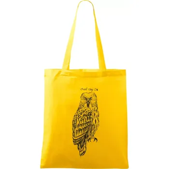 Puštík vousatý great gray owl - Taška bavlněná - 42 x 38 cm ( Žlutá )