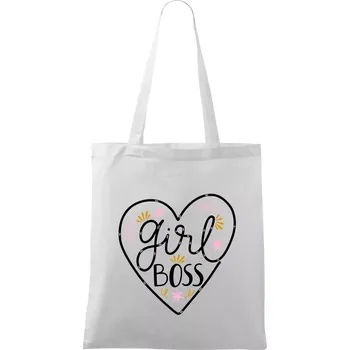 Girl boss - srdce - Taška bavlněná - 42 x 38 cm ( Bílá )