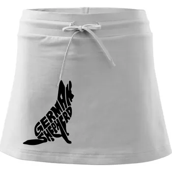 Dámská sukně Německý ovčák sedící napis - Sportovní sukně - two in one - S ( Bílá )