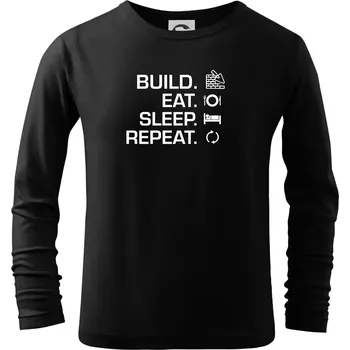 Build eat sleep repeat - cihly - Triko dětské Long Sleeve - 146 cm/10 let ( Černá )
