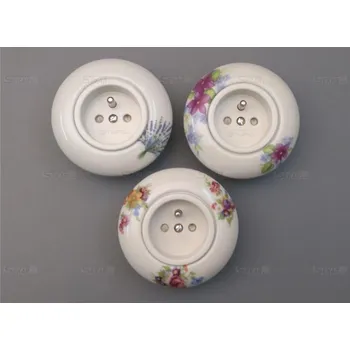 vypínač Porcelánová zásuvka s rámečkem krémová dekorovaná