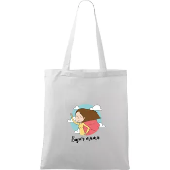 Kreslený obrázek Super máma - Taška bavlněná - 42 x 38 cm ( Bílá )