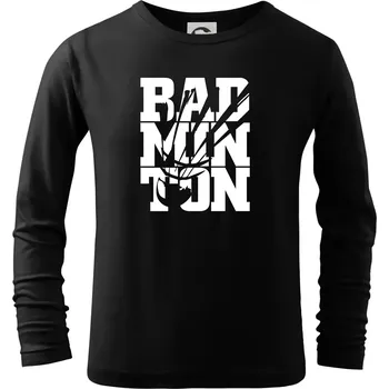 Badminton nápis - Triko dětské Long Sleeve - 158 cm/12 let ( Černá )