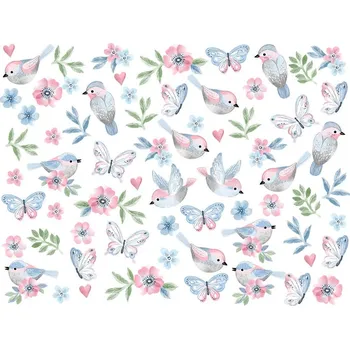 PasteloweLove Samolepky na zeď Ptáčci Růžová