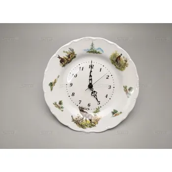 Hodiny Porcelánové hodiny talíř 27cm Myslivecké