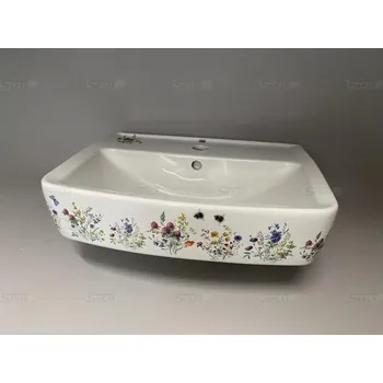 Malované umyvadlo malé hranaté na zeď 50x38cm