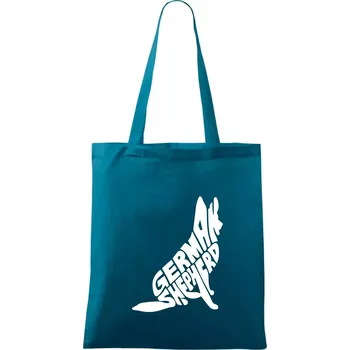 Německý ovčák sedící napis - Taška bavlněná - 42 x 38 cm ( Petrolejová )