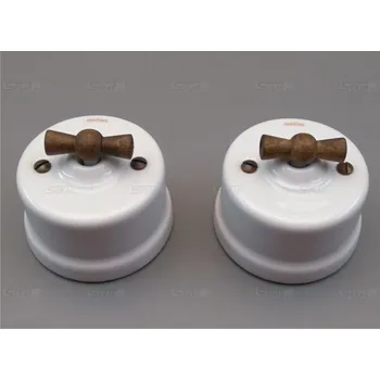 Elektrická zásuvka Porcelánový bílý vypínač otočný Garby