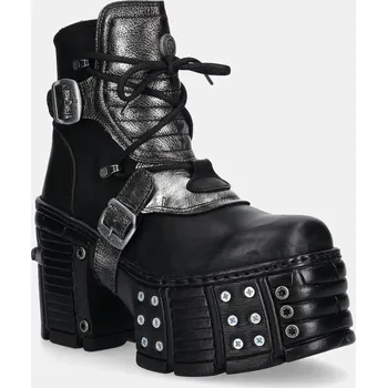 Dámské kozačky Kožené kotníkové boty New Rock ITALI NEGRO BOX PLANE, 40, černá, 99X