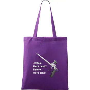 Nákupní taška Pistole která staví - Taška bavlněná - 42 x 38 cm ( Fialová )