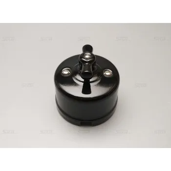 Elektrická zásuvka Keramický otočný vypínač č.1/6 černý vysoký