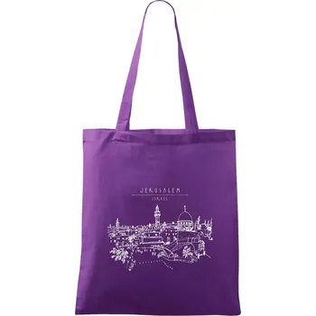 Nákupní taška Kreslený Jeruzalém - Taška bavlněná - 42 x 38 cm ( Fialová )