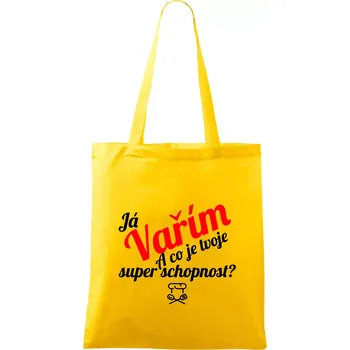 Já vařím - tvoje superschopnost? šikmý nápis - Taška bavlněná - 42 x 38 cm ( Žlutá )