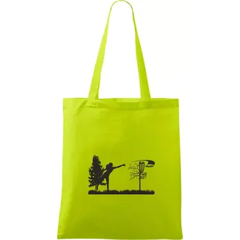 Disc golf - žena černý obrázek - Taška bavlněná - 42 x 38 cm ( Limetková )