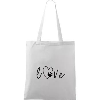 Love nápis zvíře - Taška bavlněná - 42 x 38 cm ( Bílá )