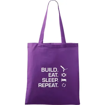 Build eat sleep repeat - montážní pěna - Taška bavlněná - 42 x 38 cm ( Fialová )