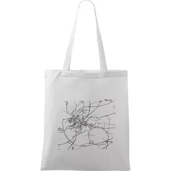 Černobílá mapa Cerhovice 267 61 - Taška bavlněná - 42 x 38 cm ( Bílá )