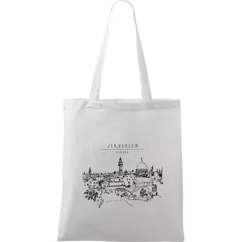 Kreslený Jeruzalém - Taška bavlněná - 42 x 38 cm ( Bílá )