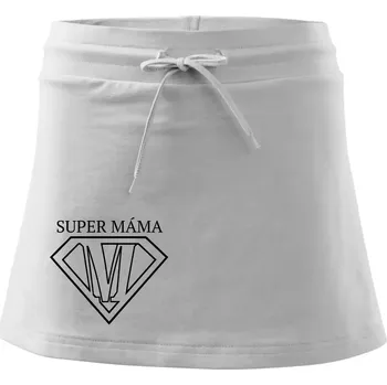 Dámská sukně Super Máma logo - Sportovní sukně - two in one - XS ( Bílá )