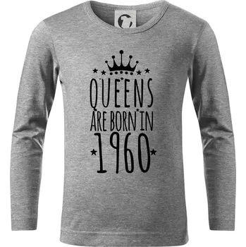 Chlapecké tričko Queens are born in 1960 - Triko dětské Long Sleeve - 104-110cm / 3-4 roky ( Tmavě šedý melír )