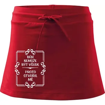 Dámská sukně Bůh nemůže být všude, proto stvořil mě - Sportovní sukně - two in one - XS ( Červená )