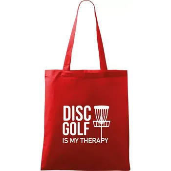 Nákupní taška Disc golf is my therapy - Taška bavlněná - 42 x 38 cm ( Červená )