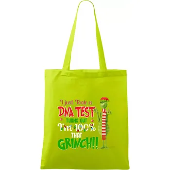 DNA test Grinch - Taška bavlněná - 42 x 38 cm ( Limetková )