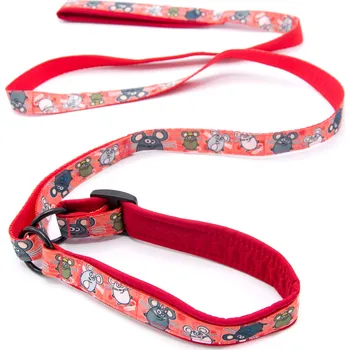 Vodítko pro psa Pískací Potvůrky Agility vodítko – motiv myšky, různé barvy Velikost: Small, Barva: červená (myšky)