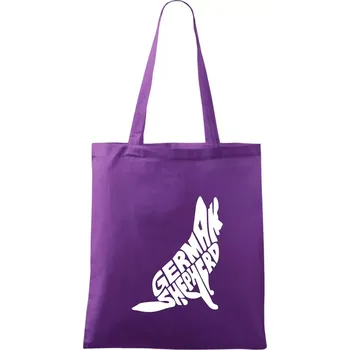 Německý ovčák sedící napis - Taška bavlněná - 42 x 38 cm ( Fialová )