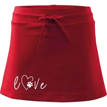 Dámská sukně Love nápis zvíře - Sportovní sukně - two in one - XL ( Červená )