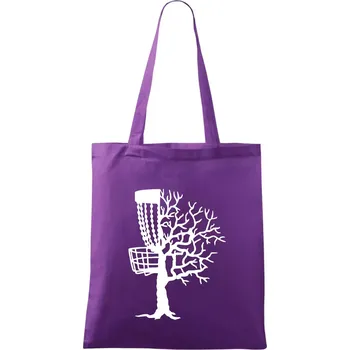 Nákupní taška Disc golf pozor strom - Taška bavlněná - 42 x 38 cm ( Fialová )